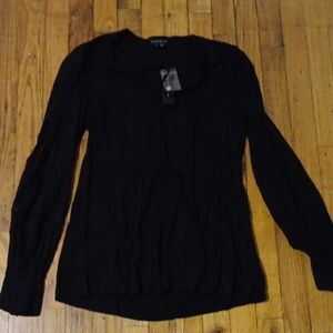 Theory Black Smocked Blouse